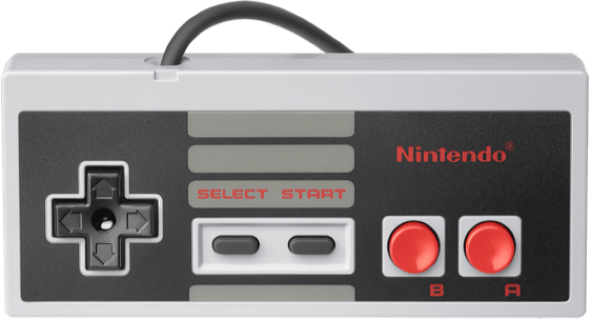 Nintendo Entertainment System Classic Edition NES mini console, retro gaming system, preloaded classic Nintendo games, compact collectible console front view of controller