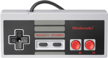 Nintendo Entertainment System Classic Edition NES mini console, retro gaming system, preloaded classic Nintendo games, compact collectible console front view of controller