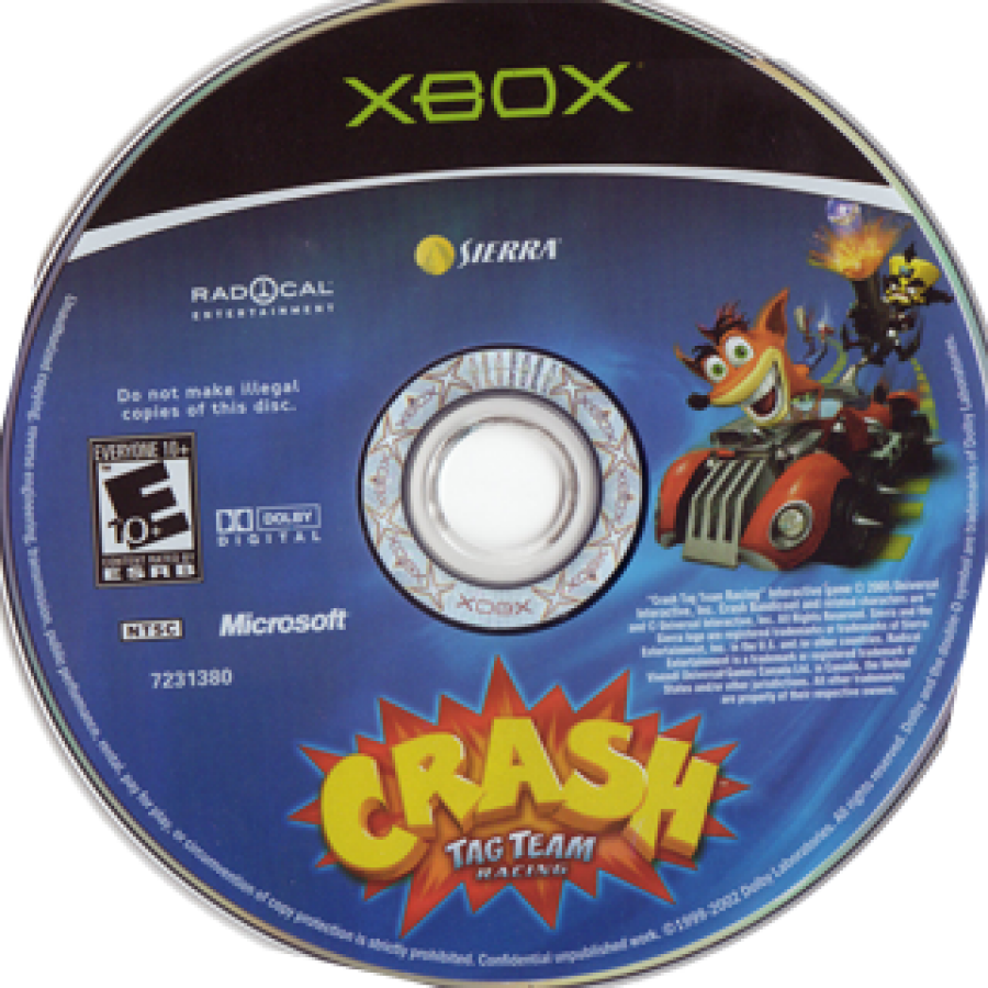 Crash Tag Team Racing disc art for Xbox (XBOX) video game