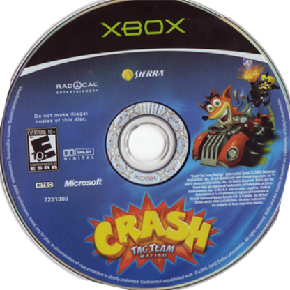 Crash Tag Team Racing disc art for Xbox (XBOX) video game
