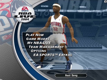NBA Live 2004 for PlayStation 2 basketball sports game EA Sports NBA simulation featuring official teams players franchise mode season mode multiplayer gameplay