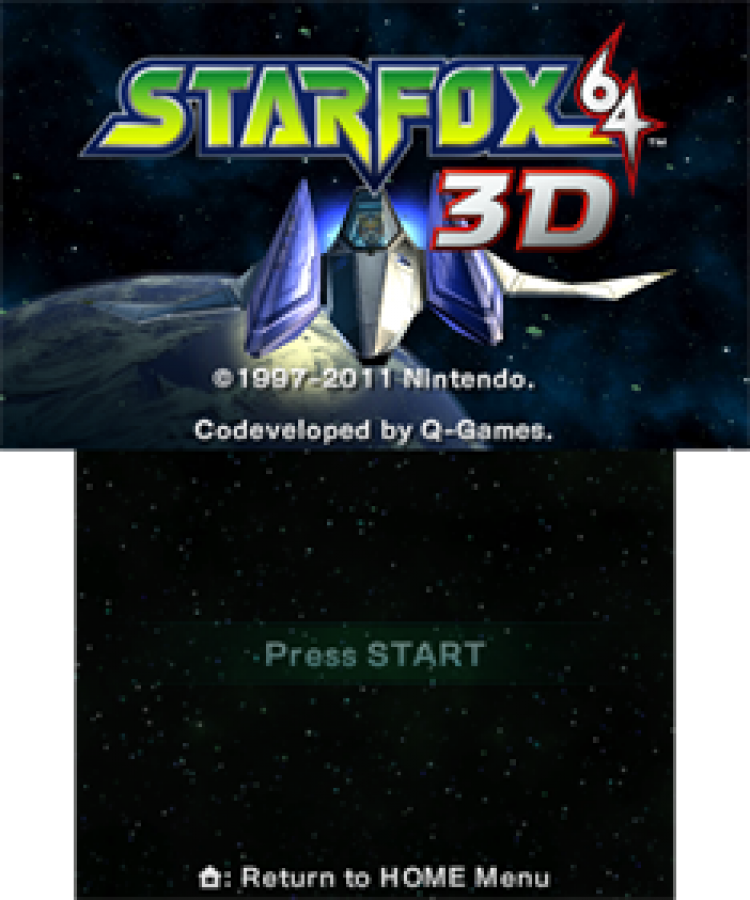 Star Fox 64 3D title screen for Nintendo 3DS (3DS) video game