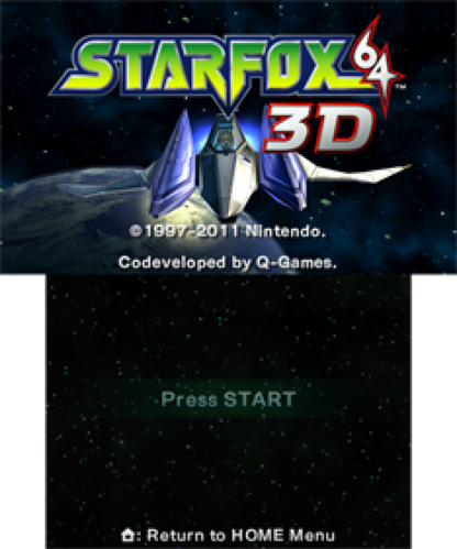 Star Fox 64 3D title screen for Nintendo 3DS (3DS) video game