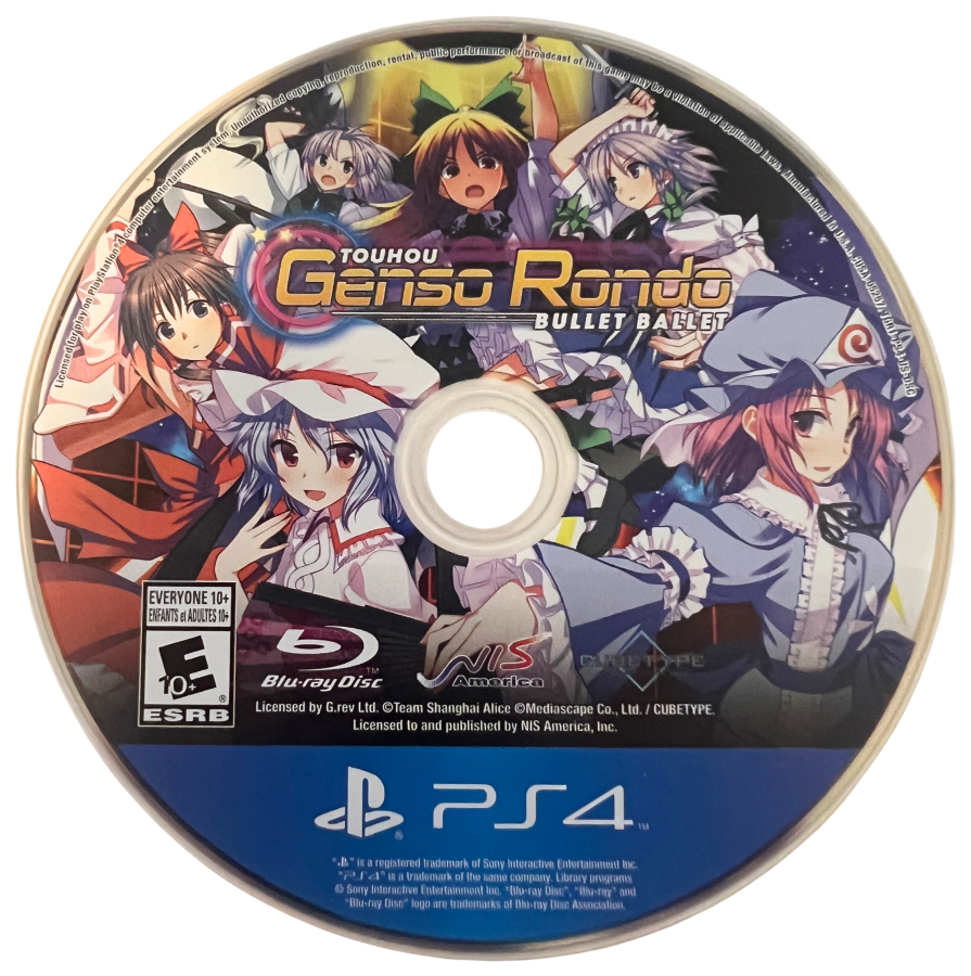 Touhou Genso Rondo Bullet Ballet retro PlayStation 4 video game Touhou bullet hell shooter anime combat arcade style action multiplayer console title PlayStation 4 release disc