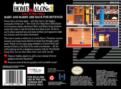 Home Alone 2: Lost in New York for Super Nintendo Entertainment System with platforming adventure based on the movie back cover