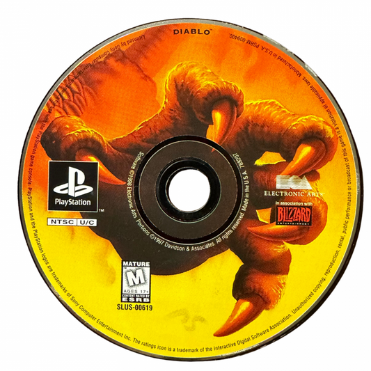 Diablo PlayStation PS1 for action role playing video game fans featuring dark fantasy dungeon exploration real time combat demon battles powerful weapons character progression loot collection spell casting challenging enemies and atmospheric gothic adventure collectible retro PlayStation gaming appeal disc