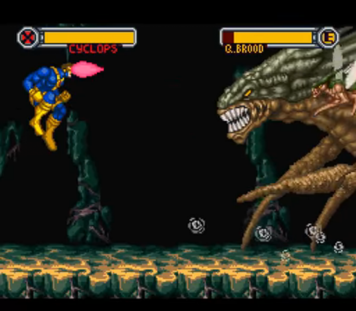 X-Men Mutant Apocalypse for Super Nintendo action platformer featuring Wolverine Cyclops Gambit Psylocke and Beast battling Apocalypse with comic inspired combat and side scrolling gameplay   