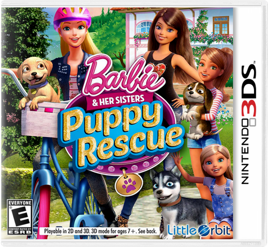 Barbie and Her Sisters: Puppy Rescue cover art for Nintendo 3DS (3DS) video game