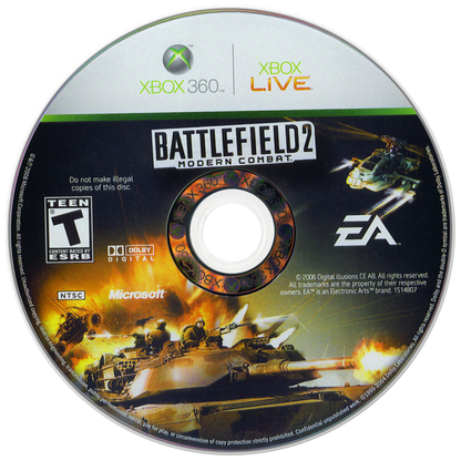 Battlefield 2 Modern Combat Xbox 360 inspired design featuring modern military first person shooter aesthetic large scale battlefield warfare tactical combat vehicles intense firefights squad based action cinematic war gameplay nostalgic HD era presentation disc