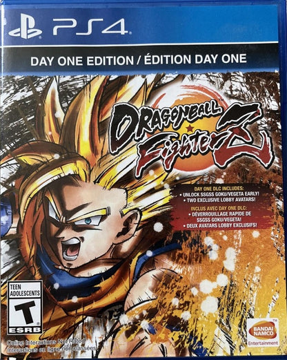 Dragon Ball FighterZ Day One Edition retro PlayStation 4 video game Dragon Ball anime fighting game fast paced combat multiplayer battles arcade style gameplay console title PlayStation 4 release cover art
