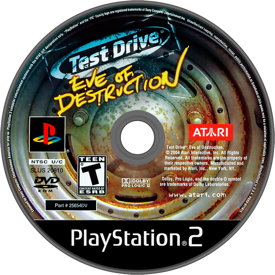 Test Drive: Eve of Destruction – PlayStation 2 (PS2) video game disc, demolition derby racing.