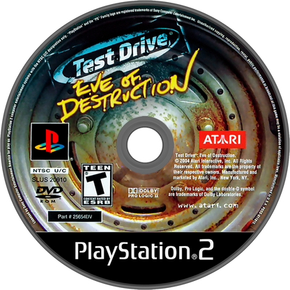 Test Drive: Eve of Destruction – PlayStation 2 (PS2) video game disc, demolition derby racing.