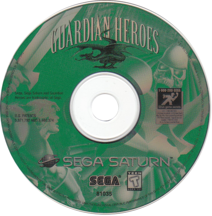 Guardian Heroes Sega Saturn action RPG beat em up hybrid Treasure Studios side scrolling combat branching story multiple endings magic combo system cooperative multiplayer arena battles retro gaming Sega Saturn software video game title disc