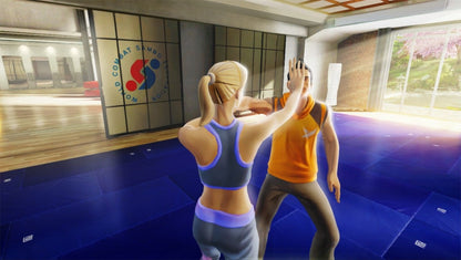 Self Defense Training Camp Xbox 360 video game featuring motion based fitness gameplay martial arts techniques workout routines and interactive training experience designed for Kinect motion control system gameplay