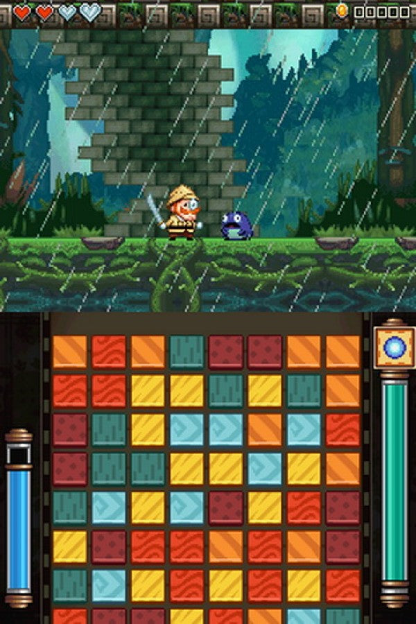 Henry Hatsworth in the Puzzling Adventure Nintendo DS DS for action puzzle platforming video game fans featuring dual screen gameplay colorful platforming levels match three puzzle mechanics enemy battles power ups challenging stages unique cartoon characters and creative Nintendo DS gameplay collectible gaming appeal gameplay