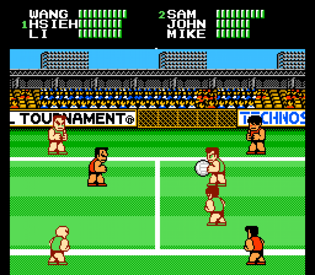 Super Dodgeball Nintendo Entertainment System NES sports video game featuring fast-paced dodgeball matches team-based competition powerful throws special moves international teams challenging opponents and classic Nintendo Entertainment System NES gameplay collectible retro gaming appeal gameplay