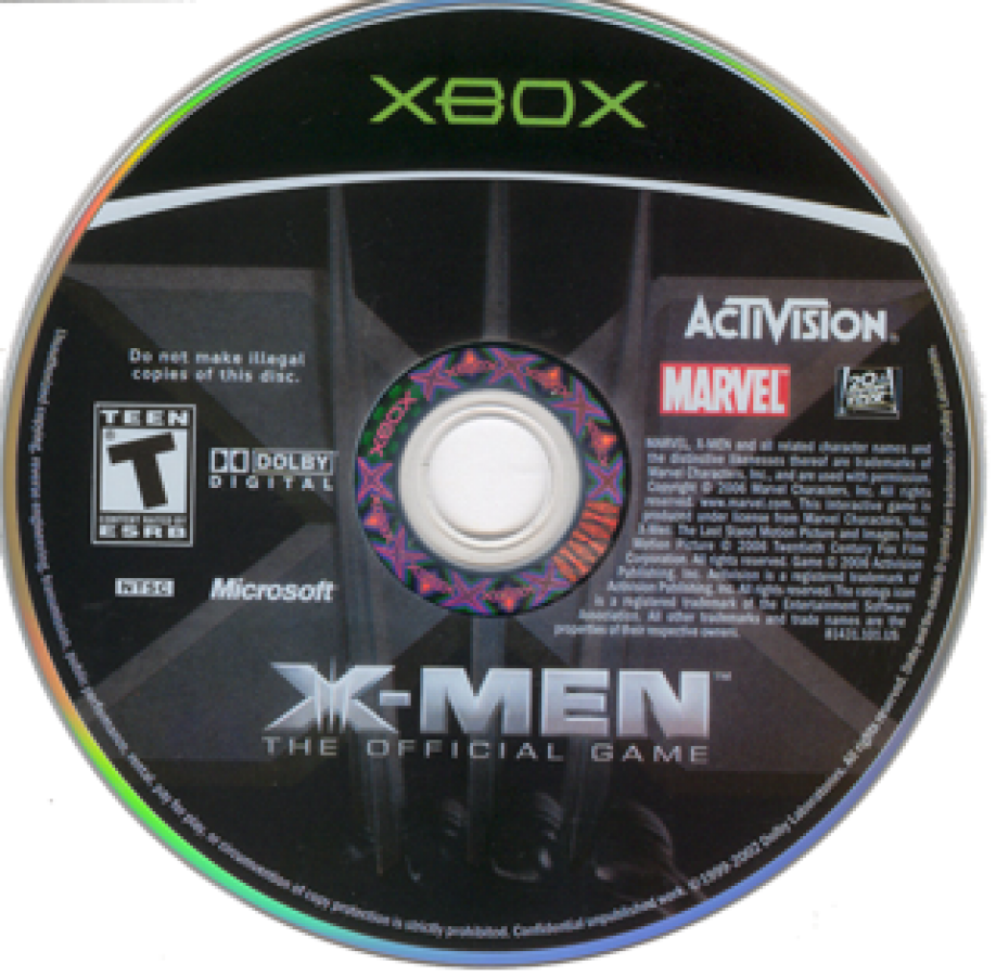 X-Men The Official Game Xbox featuring superhero action adventure gameplay with Marvel characters disc