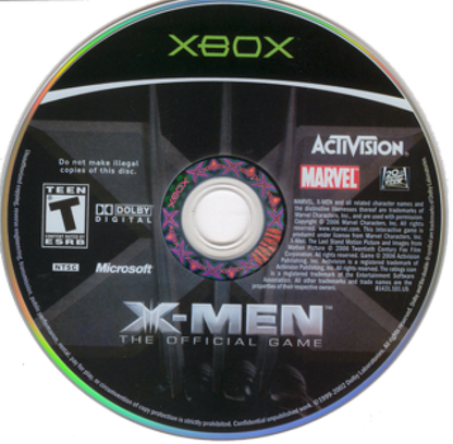 X-Men The Official Game Xbox featuring superhero action adventure gameplay with Marvel characters disc