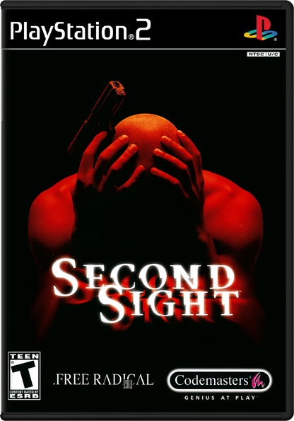 Second Sight PS2 Sony PlayStation 2 action adventure game psychological thriller psychic powers telekinesis stealth combat third person shooting time manipulation story driven sci fi conspiracy gameplay retro gaming PlayStation 2 software video game title cover art