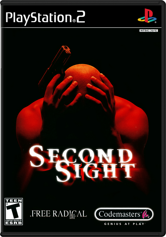 Second Sight PS2 Sony PlayStation 2 action adventure game psychological thriller psychic powers telekinesis stealth combat third person shooting time manipulation story driven sci fi conspiracy gameplay retro gaming PlayStation 2 software video game title cover art