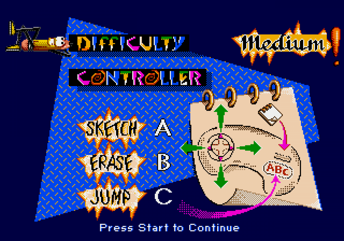 Wild Woody Sega CD platformer action game cartoon style gameplay animated pencil character side scrolling adventure Sega CD classic quirky retro platforming collectible Sega CD software video game title enter screen