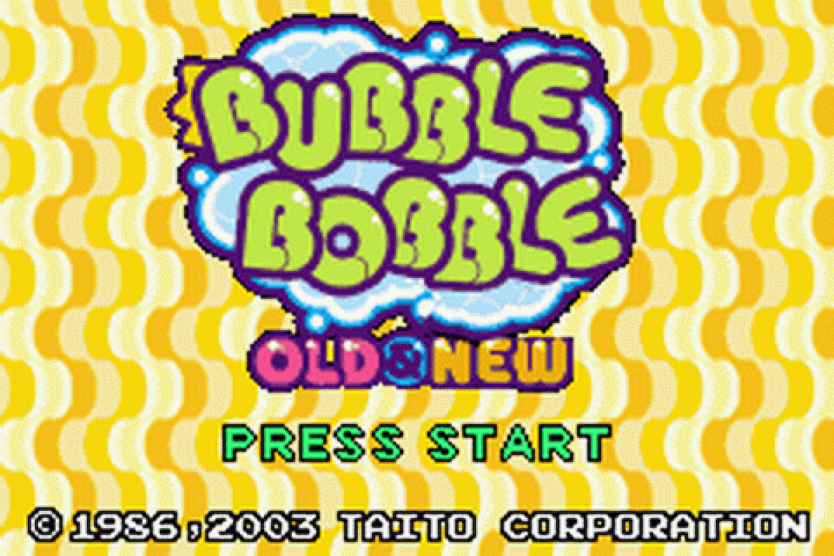 Bubble Bobble: New and Old start menu for Game Boy Advance (GBA) video game