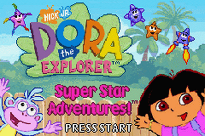 Dora the Explorer: Super Star Adventures start menu for Game Boy Advance (GBA) video game