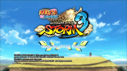 Naruto Shippuden: Ultimate Ninja Storm 3 start screen for Xbox 360 (X360) anime fighting video game