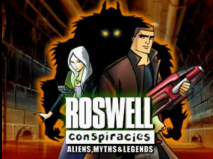 Roswell Conspiracies retro sci-fi action adventure game for PlayStation 1 (PS1) title screen