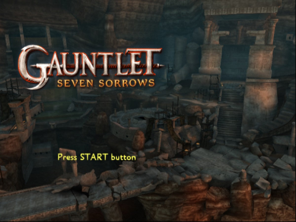 Gauntlet: Seven Sorrows start screen for PlayStation 2 (PS2) dark fantasy action RPG hack-and-slash video game
