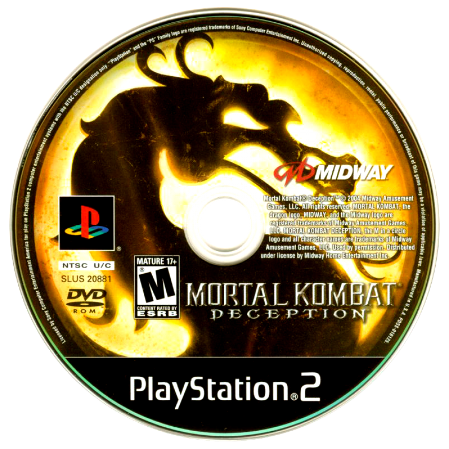 Mortal Kombat Deception PlayStation 2 (PS2) fighting video game disc