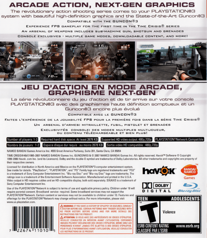 Time Crisis 4 back cover art for PlayStation 3 (PS3) video game