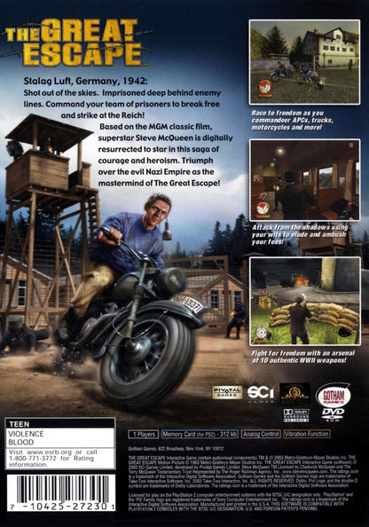 The Great Escape PlayStation 2 PS2 retro video game stealth action back of case