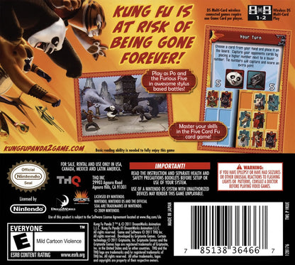 Kung Fu Panda 2 back of case for Nintendo DS (DS) action adventure video game