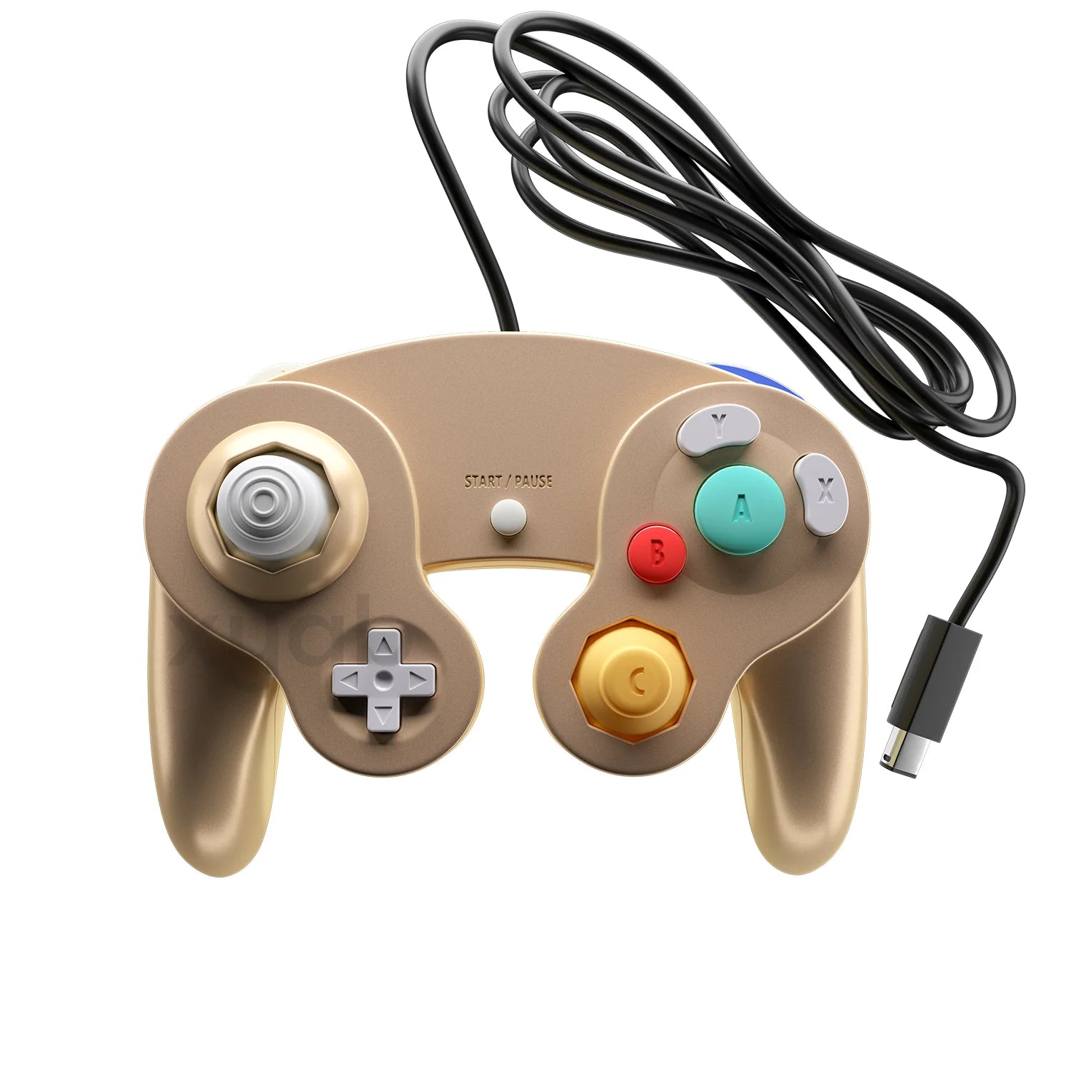 XYAB brand gold Nintendo GameCube wired controller retro gaming accessory