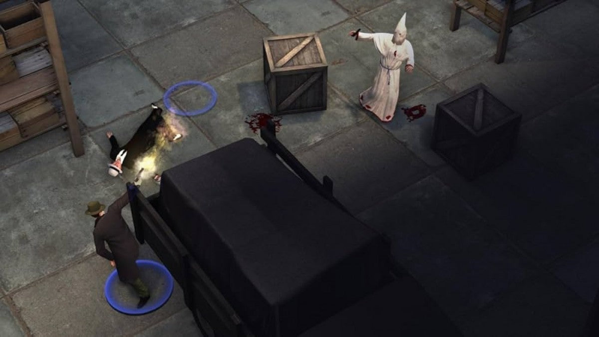 Omerta City of Gangsters Xbox 360 video game, strategy simulation, turn-based combat, mafia crime management, classic console title gameplay screenshot