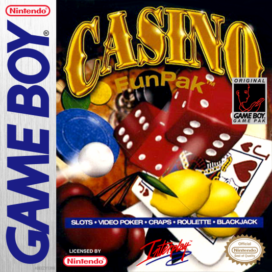 Casino FunPak Game Boy compilation of card games slots blackjack poker handheld casino video game cover art 