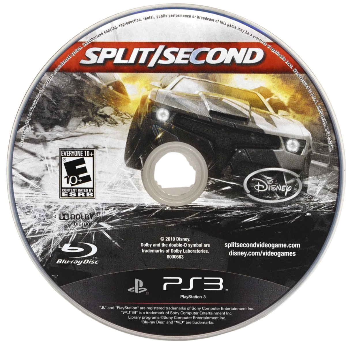 Split/Second for PlayStation 3 (PS3) at Gamers INC, featuring high-octane racing where you can trigger massive explosive events to alter the track and destroy your opponents in a thrilling reality TV-style competition disc
