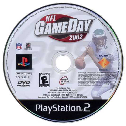 NFL GameDay 2002 – PlayStation 2 (PS2) American football sports video game disc