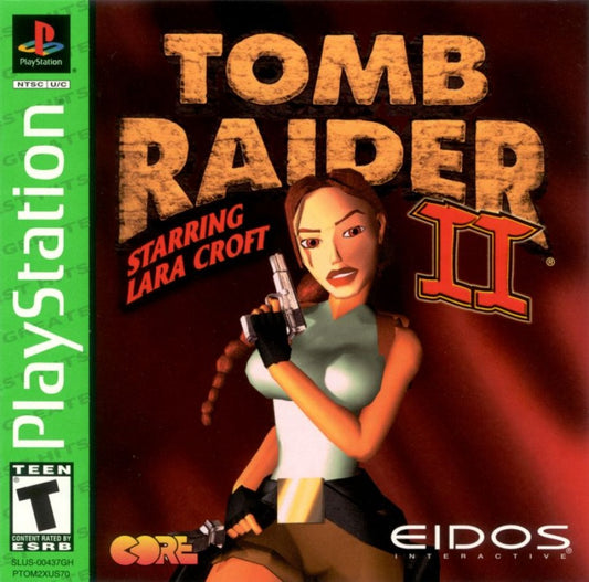 Tomb Raider II: Starring Lara Croft Greatest Hits retro action adventure platform game for PlayStation 1 (PS1) cover art