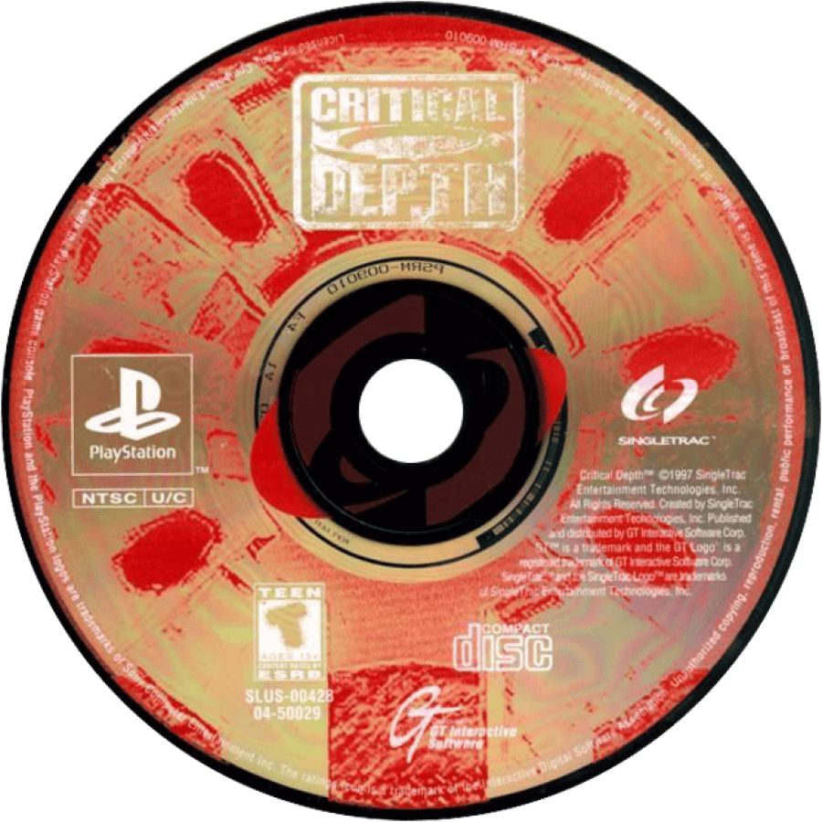 Critical Depth retro underwater vehicular combat action game for PlayStation 1 (PS1) disc