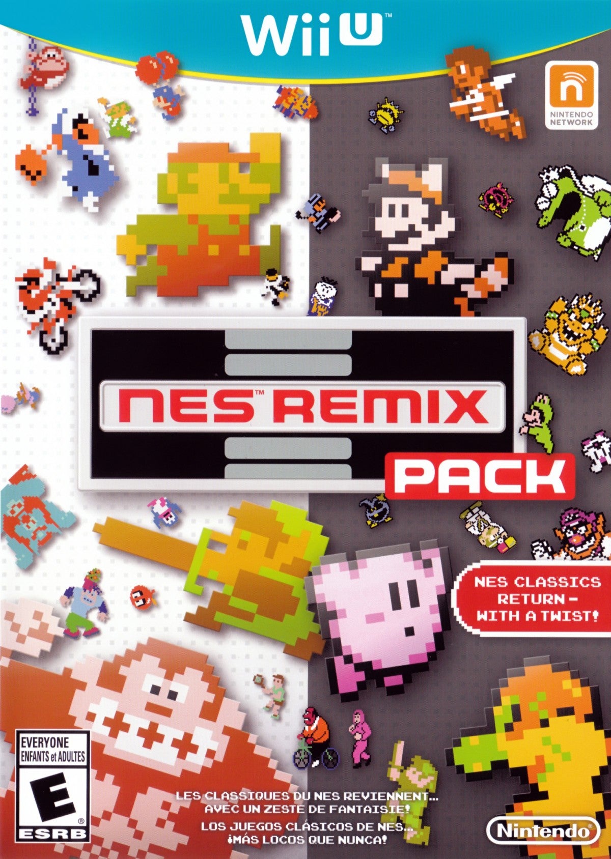 NES Remix Pack Nintendo Wii U compilation featuring NES Remix and NES Remix 2 classic Nintendo games bite-sized challenges remixed gameplay cover art