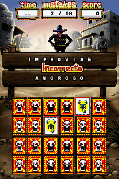 Spanish for Everyone for Nintendo DS, gameplay for an educational language learning video game with vocabulary exercises, pronunciation practice, interactive lessons, and casual study gameplay