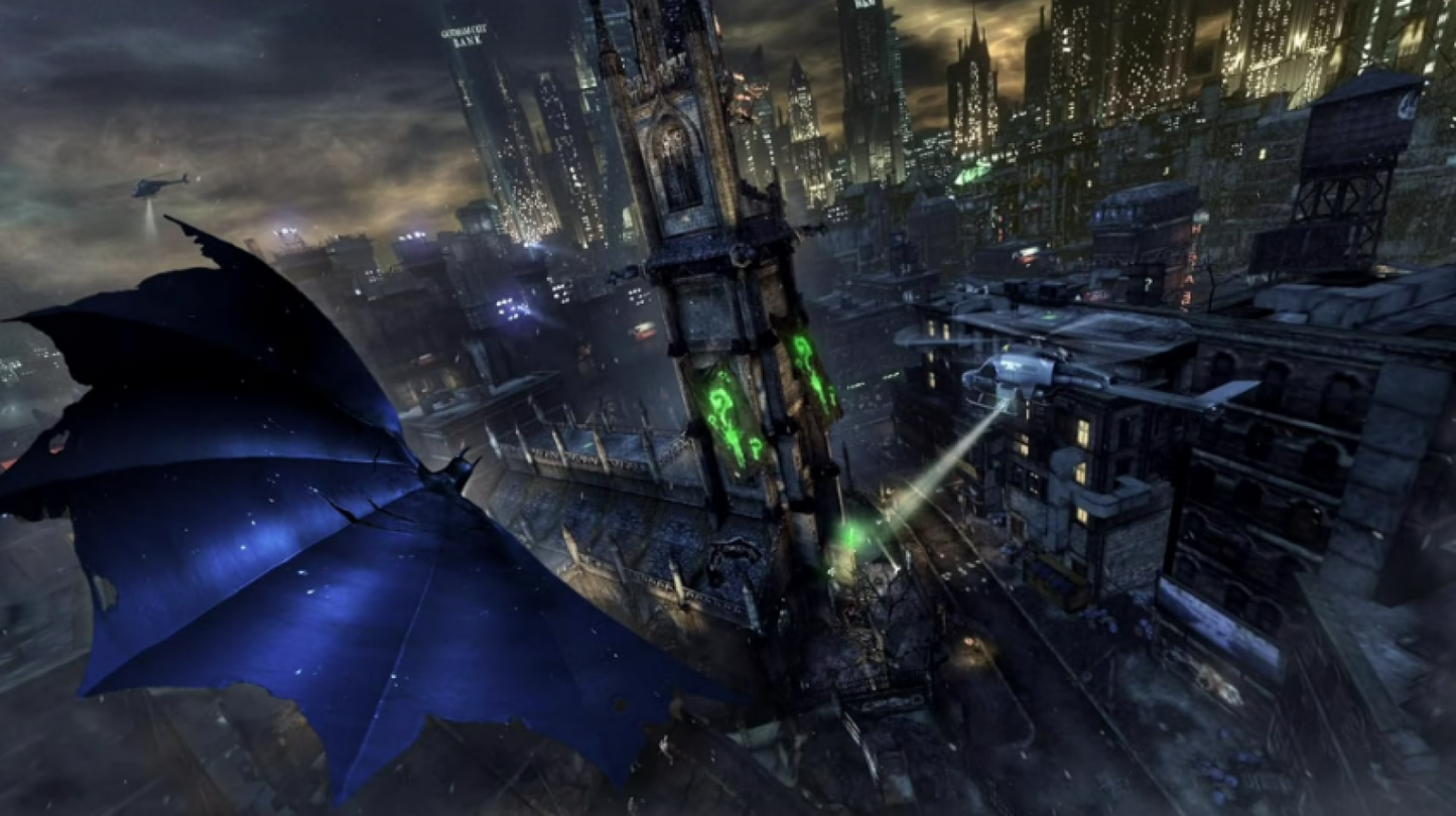 Batman Arkham Trilogy for Nintendo Switch, gameplay for an action-adventure video game collection with open-world gameplay, combat mechanics, stealth elements, and superhero storyline