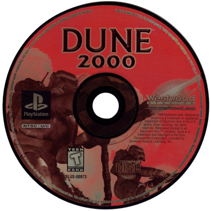 Dune 2000 PS1 PlayStation 1 real time strategy game base building resource management sci fi warfare desert planet combat retro video game disc