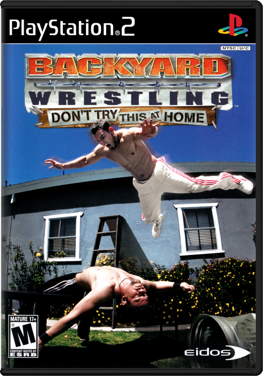 Backyard Wrestling: Don’t Try This at Home PS2 game for PlayStation 2 featuring extreme wrestling action and fighting cover art