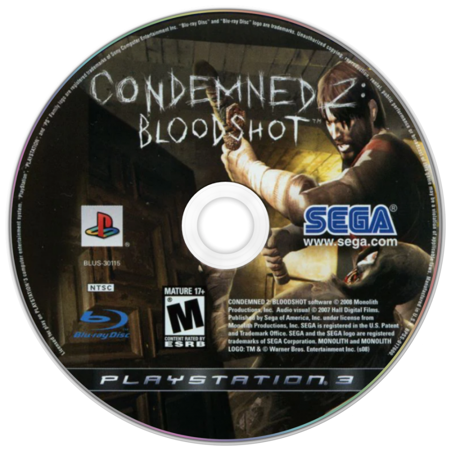 Condemned 2 Bloodshot PlayStation 3 horror action game disc
