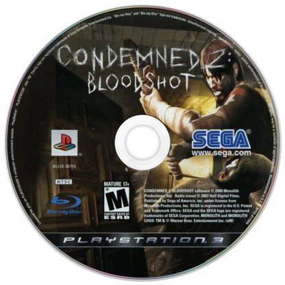 Condemned 2 Bloodshot PlayStation 3 horror action game disc