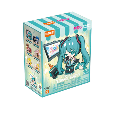 Blokees Hatsune Miku VB01 Terrace Party blind box collectible series inspired design featuring buildable virtual idol character figures aesthetic mystery box assortment charming terrace party themed designs detailed anime inspired mini models colorful collectibles and display presentation