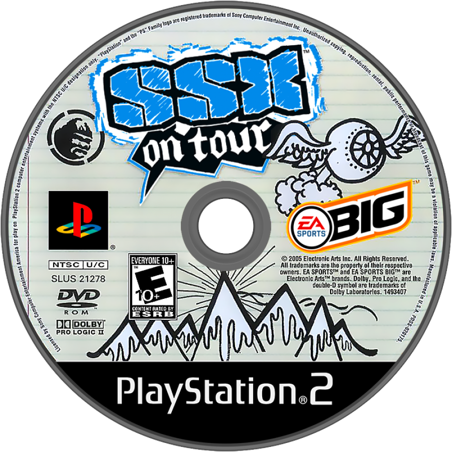 SSX On Tour retro PlayStation 2 video game featuring arcade snowboarding, downhill skiing, trick competitions and extreme sports multiplayer disc